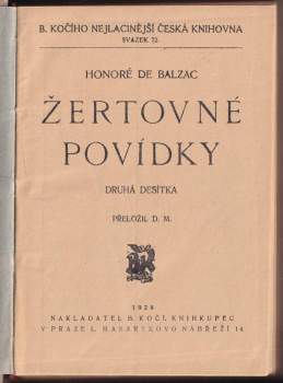 Honoré de Balzac: Žertovné povídky