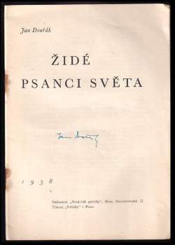 Jan Dvořák: Židé, psanci světa