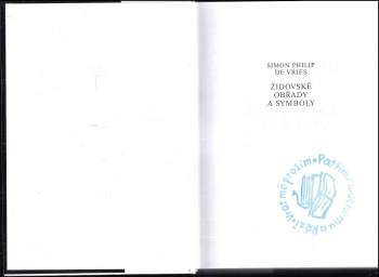 S. Ph de Vries: Židovské obřady a symboly
