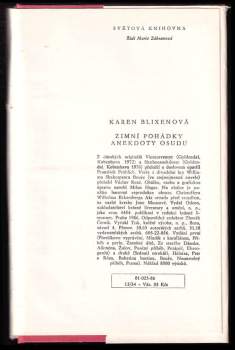 Karen Blixen: Zimní pohádky ; Anekdoty osudu
