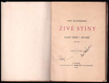 Antonín Klášterský: Živé stíny