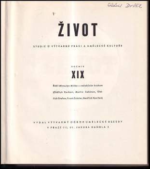Oldřich Štefan: Život 1943 - 44 - XIX. ročník - Studie o výtvarné práci a umělecké kultuře
