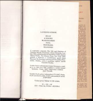 Laurence Sterne: Život a názory blahorodého pana Tristrama Shandyho