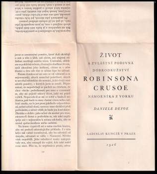 Daniel Defoe: Život a zvláštní podivná dobrodružství Robinsona Crusoe, námořníka z Yorku