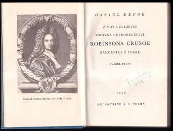 Daniel Defoe: Život a zvláštní podivná dobrodružství Robinsona Crusoe, námořníka z Yorku
