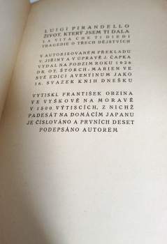 Luigi Pirandello: Život, který jsem ti dala