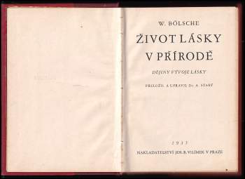 Wilhelm Bölsche: Život lásky v přírodě