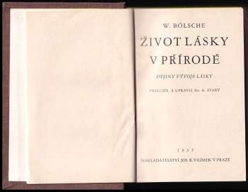 Wilhelm Bölsche: Život lásky v přírodě