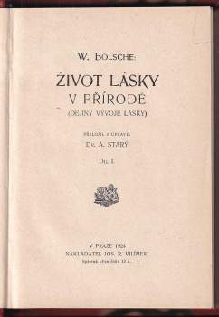 Wilhelm Bölsche: Život lásky v přírodě
