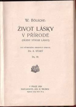 Wilhelm Bölsche: Život lásky v přírodě