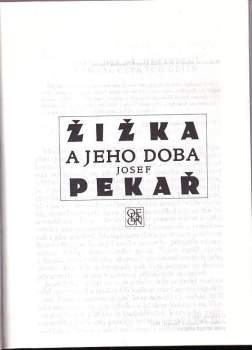 Josef Pekař: Žižka a jeho doba