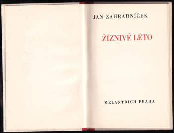 Jan Zahradníček: Žíznivé léto