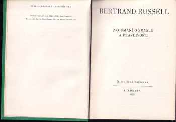 Bertrand Russell: Zkoumání o smyslu a pravdivosti