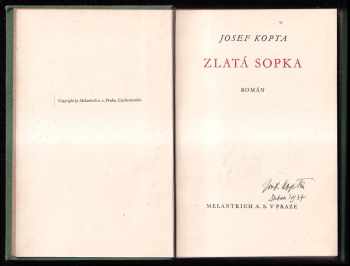 Josef Kopta: Zlatá sopka - PODPIS JOSEF KOPTA