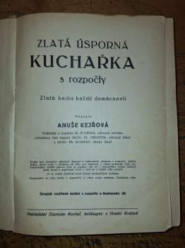 Anuše Kejřová: Zlatá úsporná kuchařka s rozpočty