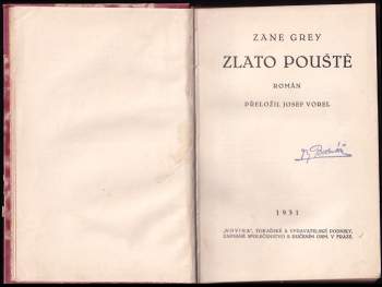 Zane Grey: Zlato pouště