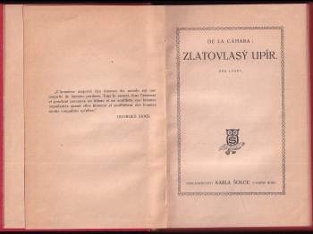 Felix Achilles de la Cámara: Zlatovlasý upír