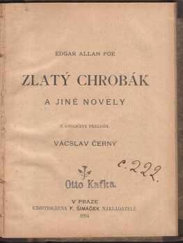 Zlatý chrobák a jiné novely - Edgar Allan Poe (1894, F. Šimáček) - ID: 510694