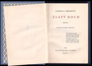 Gabriela Preissová: Zlatý hoch