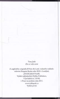 Tony Judt: Zle se vede zemi