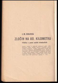 Ivan Milan Jedlička: Zločin na 80. kilometru