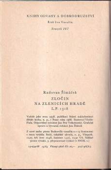 Radovan Šimáček: Zločin na Zlenicích hradě L. P. 1318