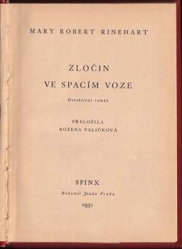 Mary Roberts Rinehart: Zločin ve spacím voze