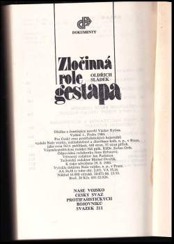 Oldřich Sládek: Zločinná role gestapa