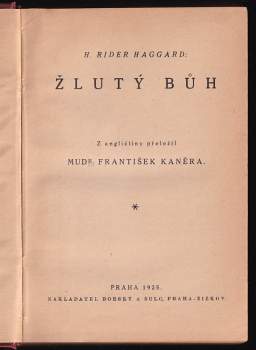 H. Rider Haggard: Žlutý bůh