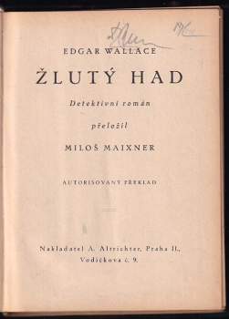 Edgar Wallace: Žlutý had