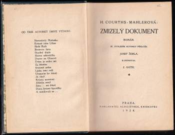 Hedwig Courths-Mahler: Zmizelý dokument