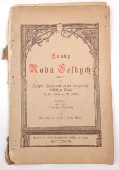 Vojtěch Král z Dobré Vody: Znaky rodů českých vydané při Časopisu Společnosti přátel starožitností českých w Praze roč. II. (1894.) až VI. (1898.)