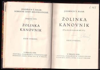 Jindřich Šimon Baar: Žolinka ; Kanovník : (Farských historek díl IV.)
