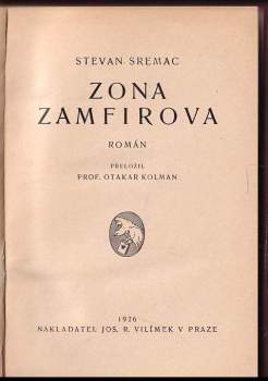 Stevan Sremac: Zona Zamfirova