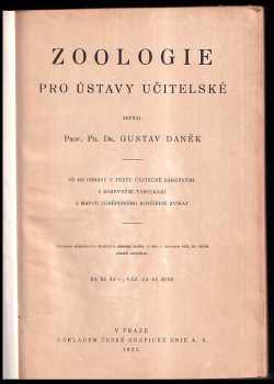 Gustav Daněk: Zoologie pro ústavy učitelské