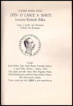 Rainer Maria Rilke: Zpěv o lásce a smrti korneta Krištofa Rilke