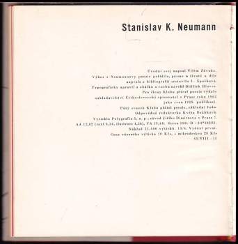 Stanislav Kostka Neumann: Zpěvy hněvu i lásky