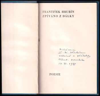 František Hrubín: Zpíváno z dálky