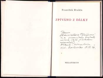 František Hrubín: Zpíváno z dálky