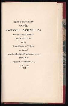 Thomas De Quincey: Zpověď anglického poživače opia