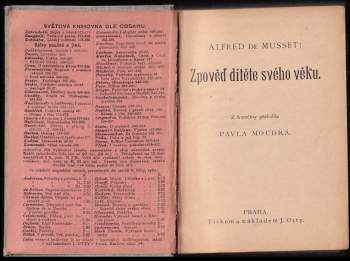 Alfred de Musset: Zpověď dítěte svého věku