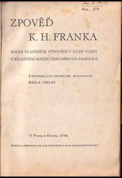 Karl Hermann Frank: Zpověď K.H. Franka