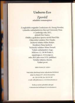 Umberto Eco: Zpověď mladého romanopisce