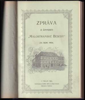 Zpráva o činnosti Malostranské besedy za rok KONVOLUT DÍLŮ (1896, 1897, 1898, 1899, 1901, 1902, 1904, 1905, 1906, 1907, 1908, 1909, 1910, 1911, 1912, 1913, 1914)