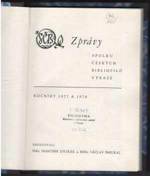Zprávy spolku českých bibliofilů v Praze 1978