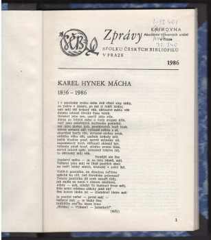 Zprávy spolku českých bibliofilů v Praze 1986