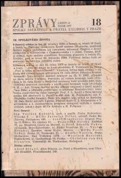 Zprávy spolku sběratelů a přátel exlibris v Praze červen 1954-únor 1957