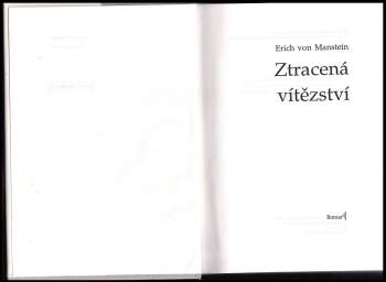 Erich von Manstein: Ztracená vítězství