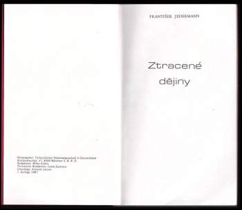František Jedermann: Ztracené dějiny