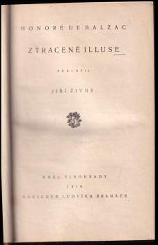 Honoré de Balzac: Ztracené illuse
